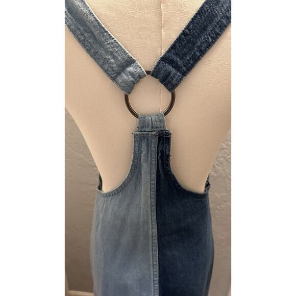 Divided H&M Denim Bib Overall Jumper Dress Women's 6 O-ring Racerback Trendy - Picture 7 of 9